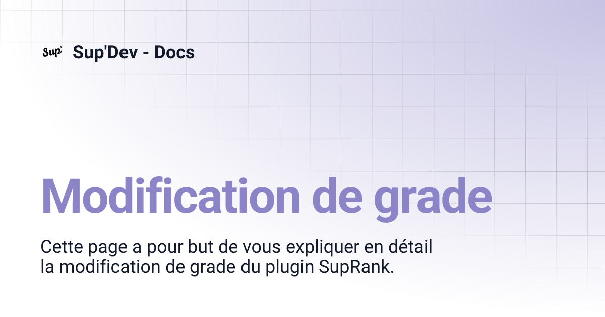 Modification de grade | Sup'Dev - Docs