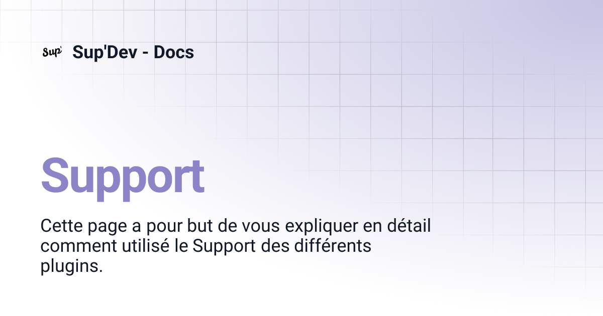 Support | Sup'Dev - Docs